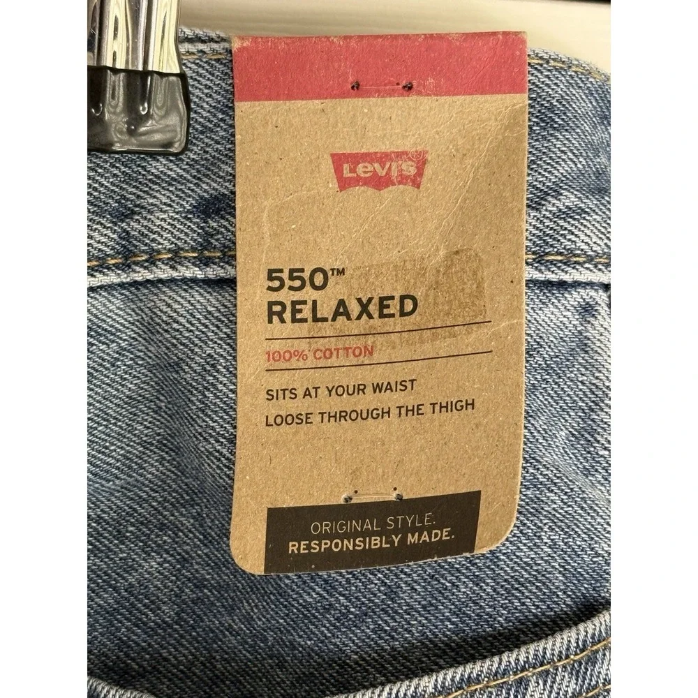 Levi's 550 Men's Relaxed Fit Jeans Stonewash Blue Denim 100% Cotton Sz 38x30 NWT